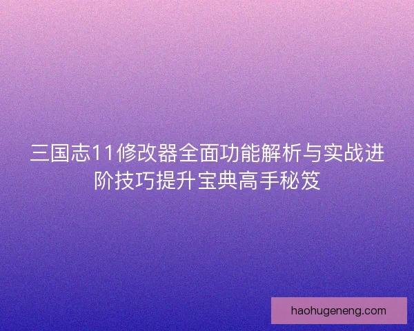 三国志11修改器全面功能解析与实战进阶技巧提升宝典高手秘笈 三国志11修改器全面功能解析与实战进阶技巧提升宝典高手秘笈