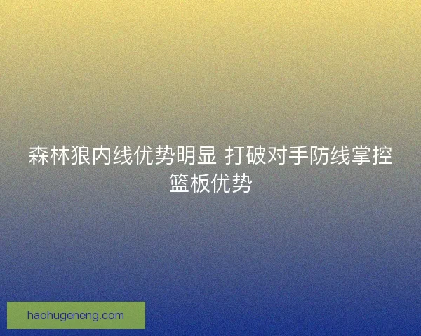 森林狼内线优势明显 打破对手防线掌控篮板优势