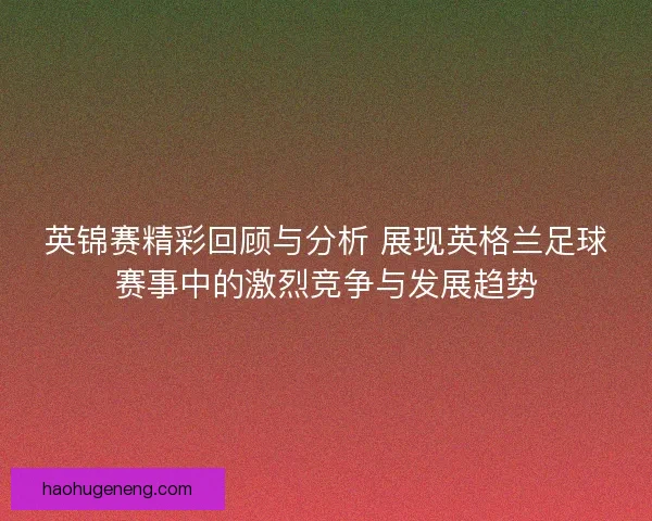 英锦赛精彩回顾与分析 展现英格兰足球赛事中的激烈竞争与发展趋势